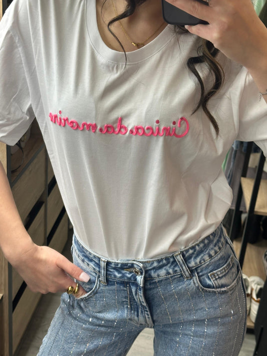 T-SHIRT LUMINA CON SCRITTA RICAMATA