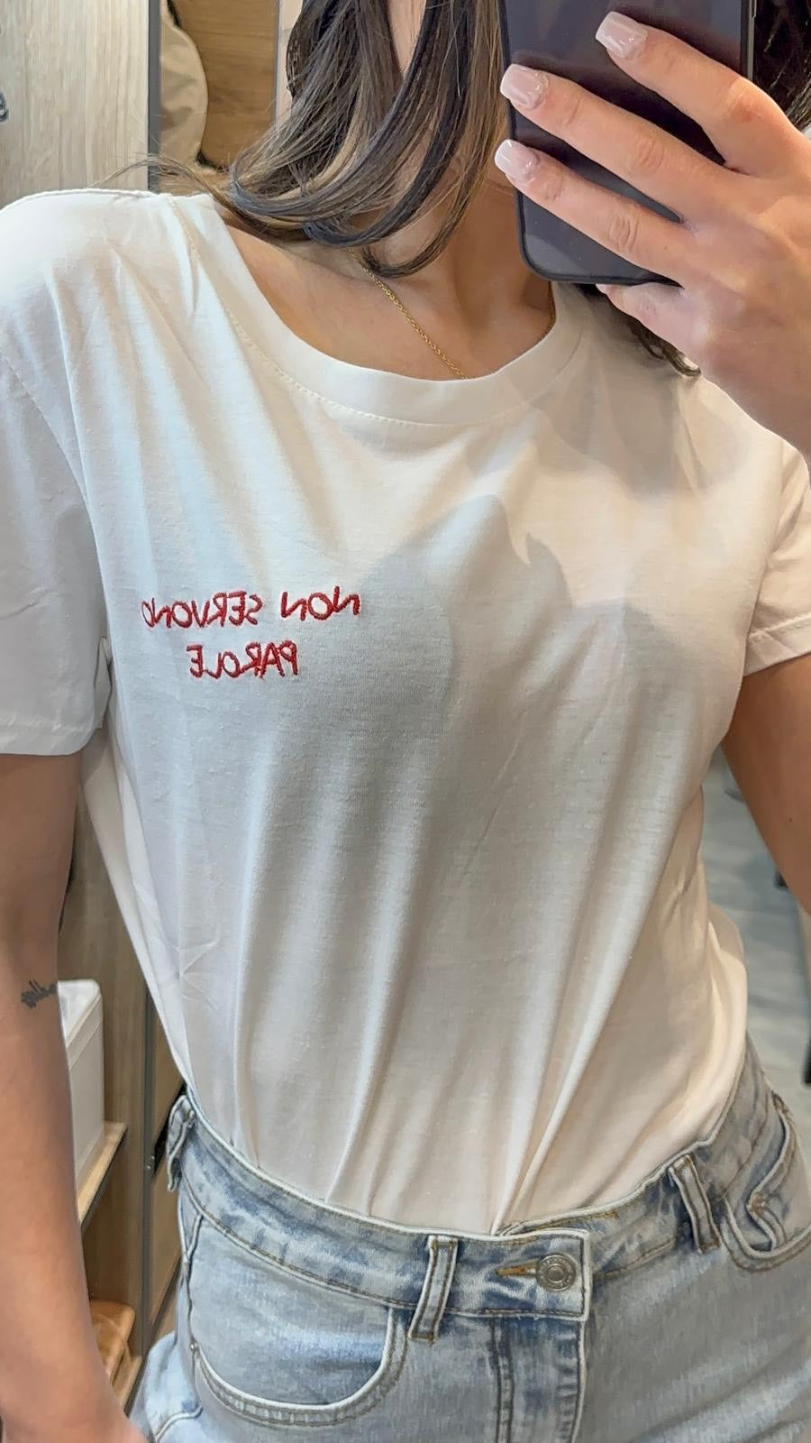 T-SHIRT  SCRITTA RICAMATA